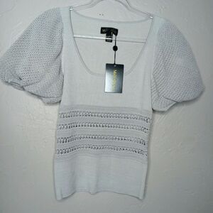 Malandrino Black Label Gray Puff Sleeve Blouse